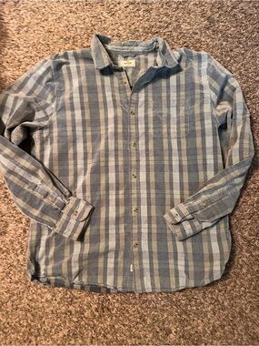 Marine Layer Light and Dark Blue Plaid Button-Down Shirt